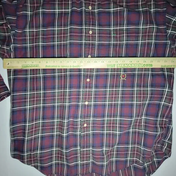 Tommy Hilfiger Mens Purple White Green Plaid Long Sleeve Button Up Shirt Size XL - Picture 9 of 12